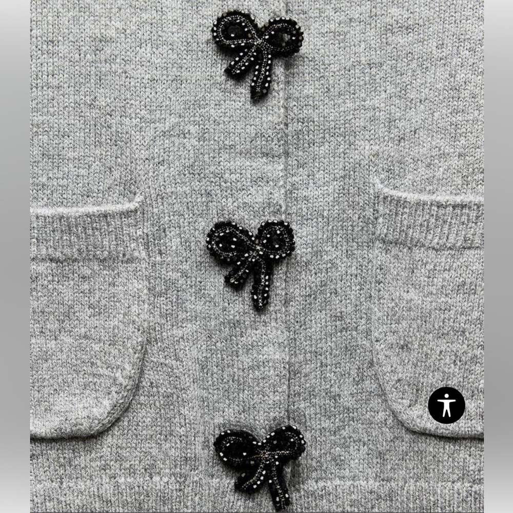 NWT Zara Bow Shaped Button Knit Cardigan 🎀 - Picture 4 of 5